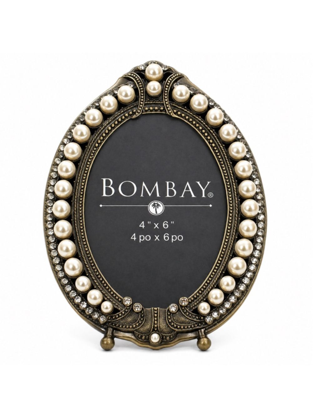 Bombay Company Pearl Rhinestone Oval Picture Frame 4x6 Vintage Glam Decor
